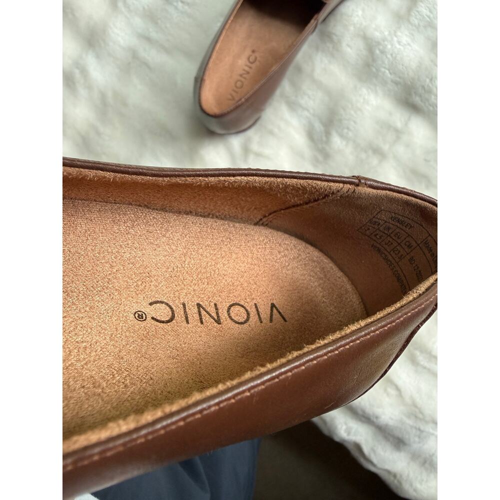 Vionic Kensley Brown Leather Loafers Lug Sole Comfort Shoes Women’s Size 7 - Picture 7 of 8